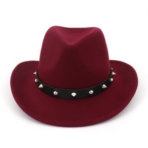 Ny höstvinter unisex vintage svart ull filt hatt fedora hatt med läderdekoration