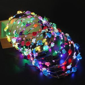 Party Blume Stirnband LED Leuchten Haar Kranz Haarband Girlanden Frauen Kinder Halloween Weihnachten Leuchtende Kranz Party Supplies LX3277