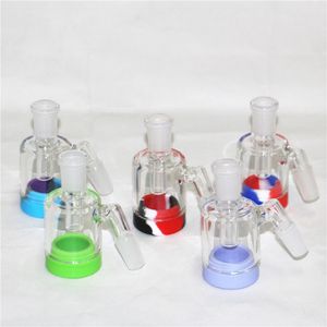 Nargile Temizle Kalın çift perc ashcatcher cam su boruları kül tutucu Recycler üflemeli 14mm 18mm dab bonglar