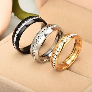 Wholesale women wedding ring finger resale online - 316L Stainless Steel Crystal Wedding Rings Row diamond Gold Ring Finger Couple Ring hip hop jewelry women rings BY