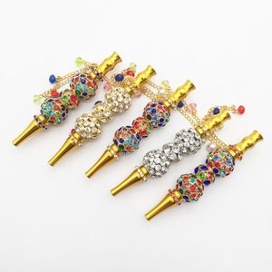 Handmade metal jeweled Hookah Mouthpiece Mouth Tips Pendant Arab Shisha Animal Skull Shaped Filter Inlaid Jewelry Diamond Smoking pipe