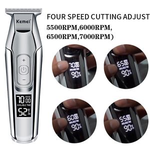 Kemei Professional Hair Clipper Beard Trimmer Mäns Hår Trimmer LCD Digital Display 0mm Trådlös Haircut Electric Razor 5