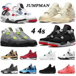 Jumpman Womens Mens Sail 4 4S Buty do koszykówki ROZMIAR 13 Neon Fire Red Bred Hot Punch Black Cat Trenerzy Kobiety Sportowe trampki