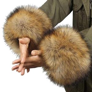 1 par kvinnors eleganta parkas päls handskar handskar ärm manschettkåpa faux päls resepleeve manschetter vinter varma armband