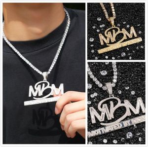 Mode-Rapper-Schmuck, Hip-Hop-Halskette mit Buchstaben für Herren und Damen, Gold, Zirkonia, Motiviert durch Geld, MBM-Anhänger-Halskette für Männer