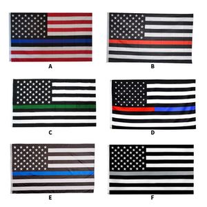 Amerikansk polis tunn blå linje flagga 3x5 högkvalitativ polyester första responder röd grön grå flaggor USA Policeforce banner