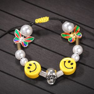 New Smiling face bracelet,fashion joint Pearl butterfly skeleton bracelet chains,Student simple personality bracelet NB1350