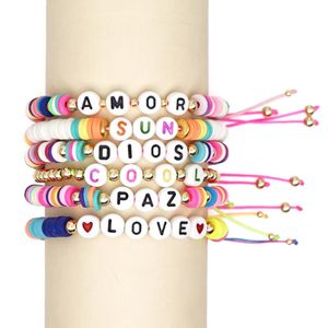 UVAS Heishi contas pulseira para mulheres Verão Pulseira 2020 Letra feita sob encomenda Pulseras arco-íris Boho Multicolor Handmade Jewelry