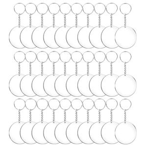 Acrylic Transparent Circle Discs Set Key Chains Clear Round Keychain Blanks for DIY (Transparent)