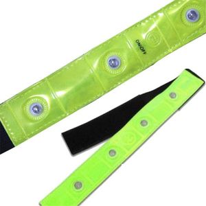 Hot Safety Outdoor Reflective Yellow Armband Red LED Lights Running Cycling Jogging Walking Arm Warmers New