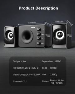 FreeShipping Full Range 3D Stereo Subwoofer 100% Bass PC Speaker Portable Music DJ USB Computer Speakers for Laptop TV