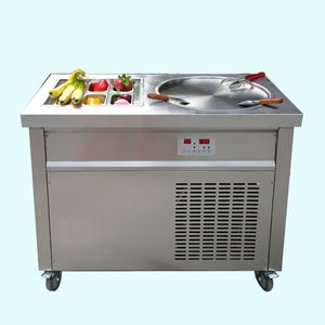 Free shipment to door kitchen equipment ETL CE Single round pan 6 cooling buckets fried ice cream machine frozen yogurt maker for snack food