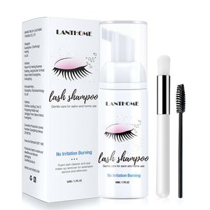 50ml Professional Cylehash Eyth Lashes de espuma Limpador de espuma Design de bomba de cílios individuais Removedor de shampoo de cílios com pincel