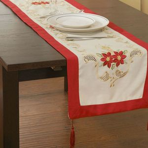 Christmas Table Runner Embroidery Linen Gift Decoration Y201020