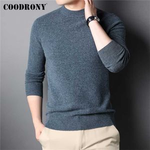 Coodrony Brand Höst Vinter Tjock Varm tröja 100% Ren Merino Ull Casual O-Neck Pullover Män Cashmere Knitwear Jersey C3111 211221