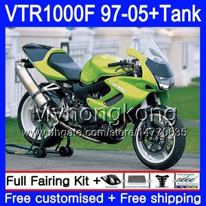 Kropp + Tank för Honda Superhawk VTR1000F 97 98 99 00 01 05 56HM.AA VTR1000 Metal Green F VTR 1000 F 1000F 1997 1998 1999 2000 2001 Fairings