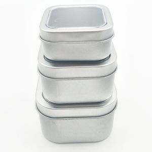 Empty Square Silver Metal Tins with Clear Window for Candle Making Candies Gifts & Treasures S M L Size