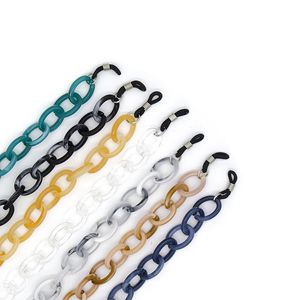 Nova chegada Moda Cores Design acrílico Anéis de espessura em torno Óculos sólida cadeia Chains Concise Estilo de plástico óculos óculos