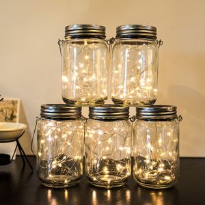 20 LED Solar Fairy Light per Mason Jar Coperchio Inserto Cambia colore Decorazioni da giardino Luci natalizie Decorazione per matrimoni all'aperto Y200603