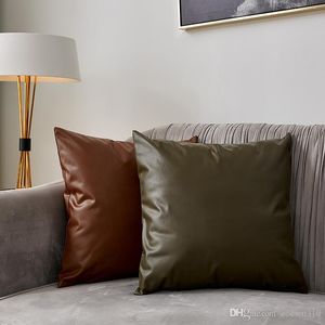 Imitação de couro sofá sofá capa de cor sólida travesseiro capa carro travesseiro de carro de alta qualidade zíper fronha breves decoração de casa wvt0891