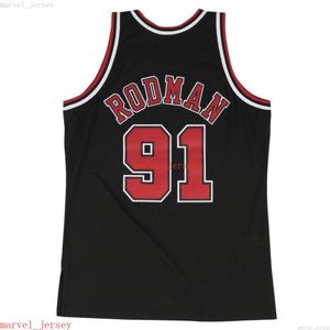 Özel Dikişli Dennis Rodman # 91 Mitchell Ness Siyah 1997-98 Swingman Jersey XS-6XL Erkek Gerikleri Basketbol Formaları Ucuz Erkekler Kadınlar Yo