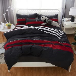 Bettwäsche-Set mit grau-roten Streifen, moderne Business-Mode, hochwertiger Bettbezug, Bettbezug, Bettlaken, Kissenbezüge, neues Muster 201210