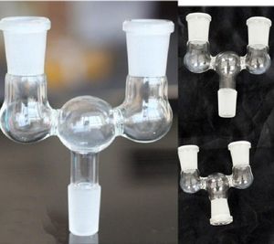 Vintage hinunter Dropdown-Glas-Bong-Adapter-Doppel-Hukahn-Schüssel 14,8mm 18,8mm männlich zu weiblicher zwei Größe für Bongs und Wasserleitungen können das Kundenlogo setzen