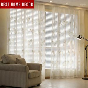 BHD minimalism embroidered tulle sheer for window curtains for living room the bedroom modern tulle curtains fabric drapes1