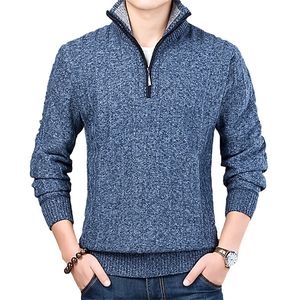 New Winter Men's Sweater Casual Pullover Mens Warm Sweaters Man Slim Stand Collar Knitted Pullovers Male Coats Half Zip Sweater LJ201009