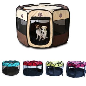 Wholesale dog playpen with door for sale - Group buy Pet Dog Playpen Tent Crate Room Foldable Puppy Exercise Cat Cage Waterproof Outdoor Two Door Mesh Shade Cover Nest Kennel LJ201201