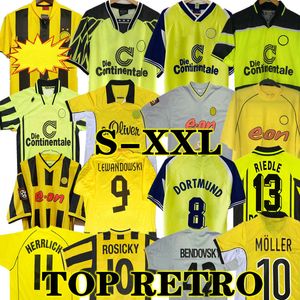 Retro 12 13 Koszulki piłkarskie Lewandowski Dortmund 98 99 00 02 Klasyczne koszule piłkarskie Vintage Rosicky Bobic Koller 01 02 95 96 97 94 95 Reus Moller 1988 1996 1998