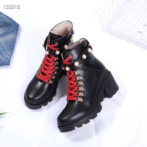 Mulheres de luxo inverno martin botas mulheres pérola plataforma sapatos de couro preto mulher designers botas deserto com alça de tornozelo removível