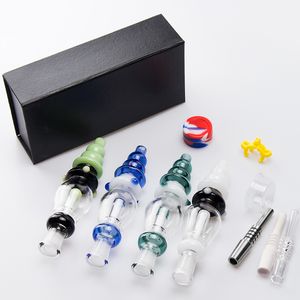 Neue 10mm 14mm farbige Glas Wasserpfeife Kit Handpfeife mit Gr2 Ti Quarz Tipps Silikon Jar Mini tragbare Bong Dab Rigs