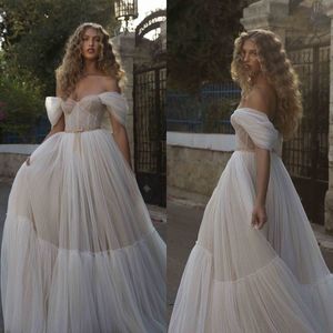 Elegant A Line Wedding Dresses Off Shoulder Short Sleeve Bridal Gowns robes de mariée Tulle Backless Wedding Dress