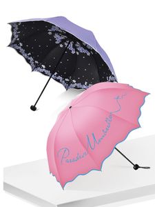 Kvalitet Folding Paraply för Kvinnor Märke Travel Anti-UV Vindskyddad regnblomma Modish Kvinna Sun Girl Parasol Pocket Paraplyer 201111
