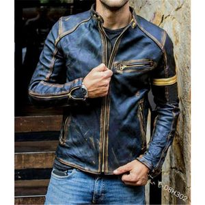 Mens Vintage Patent Leather Jacket Fashion Trend Long Sleeve Cardigan Zipper Outerwear Designer Male Winter New PU Material Casual Slim Coat