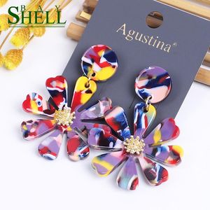 Dangle & Chandelier Shell Bay2022 Flower Earrings Fashion Jewelry Long Cute Women Drop Wholesale Korean Resin Earring Boho Earings