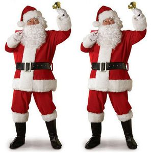 Weihnachts-abendkleid-outfits großhandel-5 stücke Trainingsanzüge Weihnachten Santa Claus Kostüm Fancy Kleid Erwachsene Männer Anzüge Cosplay Outfits Anzug Weihnachten