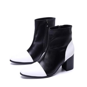 2022 mode Luxus High Heels Männer Stiefel Aus Echtem Leder Stiefeletten Schwarz Italienische Business Kleid Schuhe Spitz Cowboy Stiefel