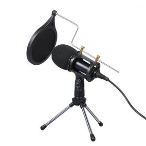 Microfono a condensatore cablato Audio 3,5 mm Mic Registrazione vocale KTV Karaoke Mic con supporto per PC Phone1