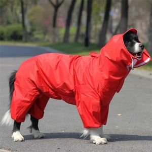 Pet Grande cão de capa de chuva ao ar livre Roupas à prova d'água capuz Cloak para pequenos cães grandes macacões de chuva Labrador 220125