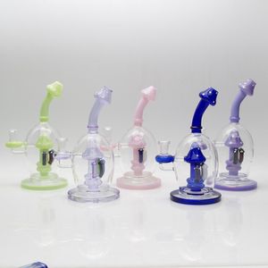 8inch Mushroom shape Glass Bong Mushroom Perc Bong Heady Waterpipe Unique Smoking Pipe with 1 clear bowl