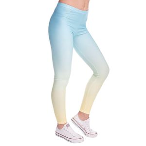 Hot Sales Fashion Ombre Yellow Printed Women's Slim Fit Legging Workout Trousers Casual Polyester Pants Leggings 201014