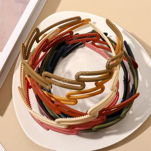 Fashion Sweet Frosted Matte Hollow Headbands For Women Girls Plastic Teeth No-Slip Hairbands Hair Hoop Accessories Headwear