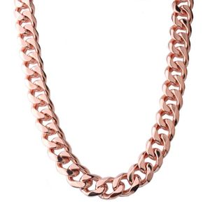 Curb Cuban Link Rose Gold Farbe Edelstahl Miami Kette Herren Halskette Männlich Party Schmuck Elegante Weihnachten Heißes Geschenk 15mm