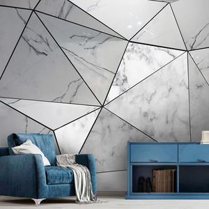 Anpassad någon storlek väggmålning tapet modern abstrakt geometrisk grå marmor väggpapper vardagsrum studera heminredning papel de parede 3d