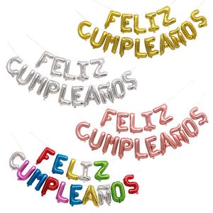 16 inch imitation Spanish beauty happy birthday balloon suit Feliz Cumpleanos letters balloon combo Y0107