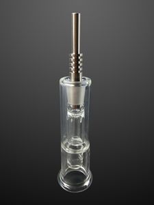 チタンねじ澄んだ喫煙パイプが付いている14mmの高いホウケイ酸ガラスの水の棘の水