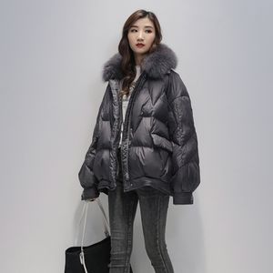 Real Fox Fur Mulheres Branco Duck Down Jacket Feminino Grosso Quente Down Casaco De Boa Qualidade Casaco de Inverno Mulheres Soltar Parka 201023