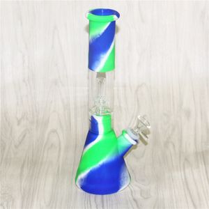 Silicone Hookah Water Pipes with Glass Bowl 14mm mini tobacco pipes for smoking oil rig glass bong Quartz Tips 18mm